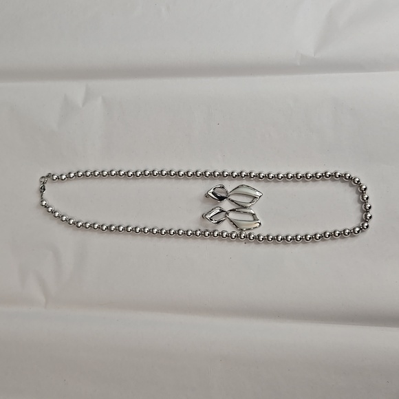 NWOT Vintage Clip-On Earring and Bead Necklace Set Silver-Tone - Picture 3 of 8
